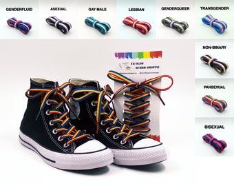 Pride Shoelaces - Rainbow Transgender Non-Binary Bisexual Pansexual Lesbian Asexual Genderqueer Genderfluid Gay Male Shoelaces