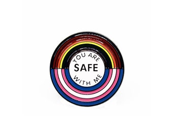 You are Safe with Me Pin - Rainbow Transgender Ally Enamel Pin