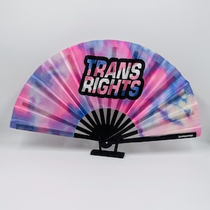 Trans Rights Fan - Drag Clack Rave Bamboo Hand Fan