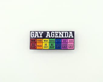Gay Agenda Pin - Rainbow LGBT Pride Soft Enamel Pin