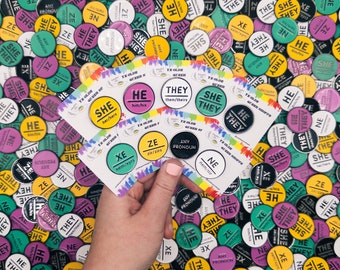 Pronoun Pin - Ze/zir Ne/Nem Xe/xem She/They He/They She/her He/him They/them Any Neo Pronoun Enamel Pin