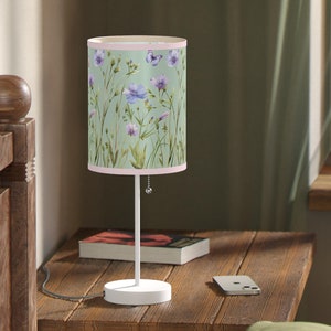 Floral Table Lamp with a Steel Base, Lamp on a Stand, Floral Décor, Home Lighting, End Table Lamp, Housewarming Gift, Cute Light, Boho Decor