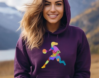 Color Splash Female Basketball Hoodie: Personalized Sports Fan Gear