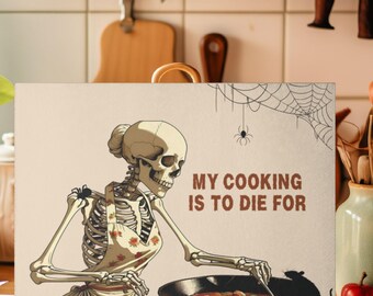 My Cooking is to Die for Glass Cutting Board, Funny Cooking Humor, Kitchen Gift, Halloween Decor