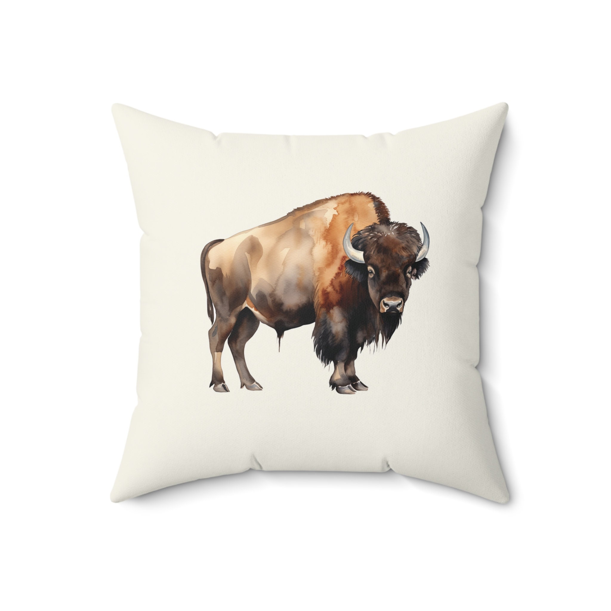 Throw Pillow Nature and Wildlife Buffalo Graphic Faux Suede - Etsy