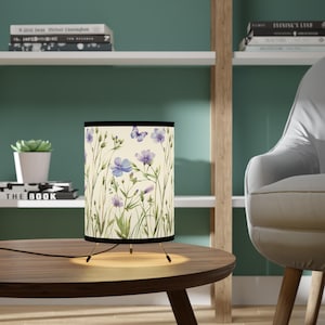 Floral Tripod Table Lamp: Watercolor Butterfly Design