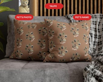 Custom Pet Photo Pillow: Cat Paw Print Pillowcase, Cat Lover Gift