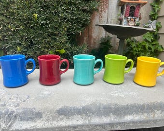 Vintage 5 Metlox Colorstax Pattern Coffee Tea Mugs
