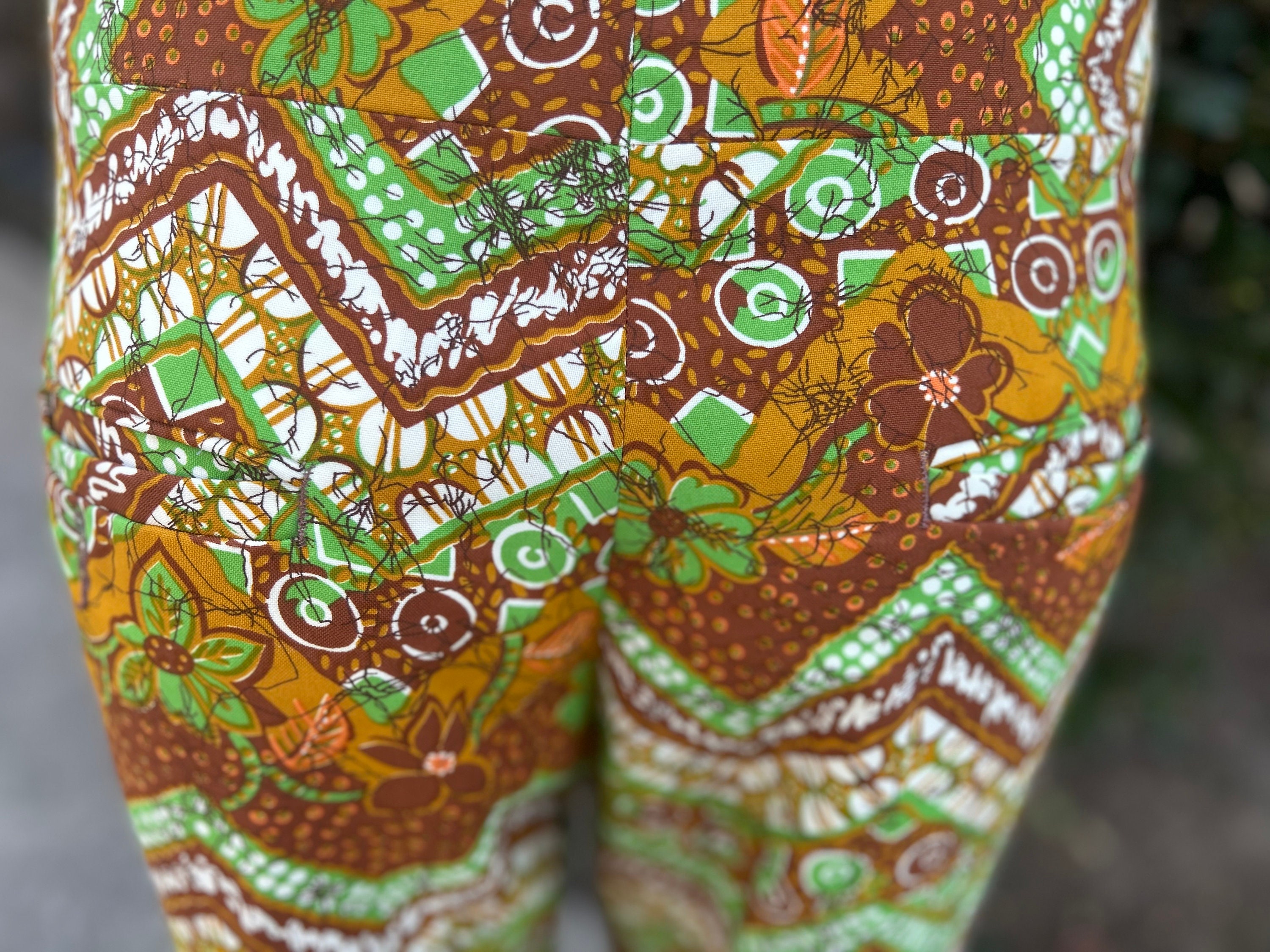 Vintage 1970s Polyester Pants Wild Pattern Made by Thomson