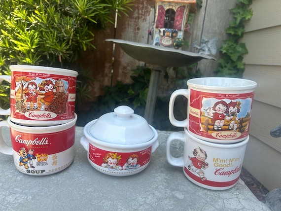 Vintage Campbell Soup Mugs One W Lid Cute Children Sold