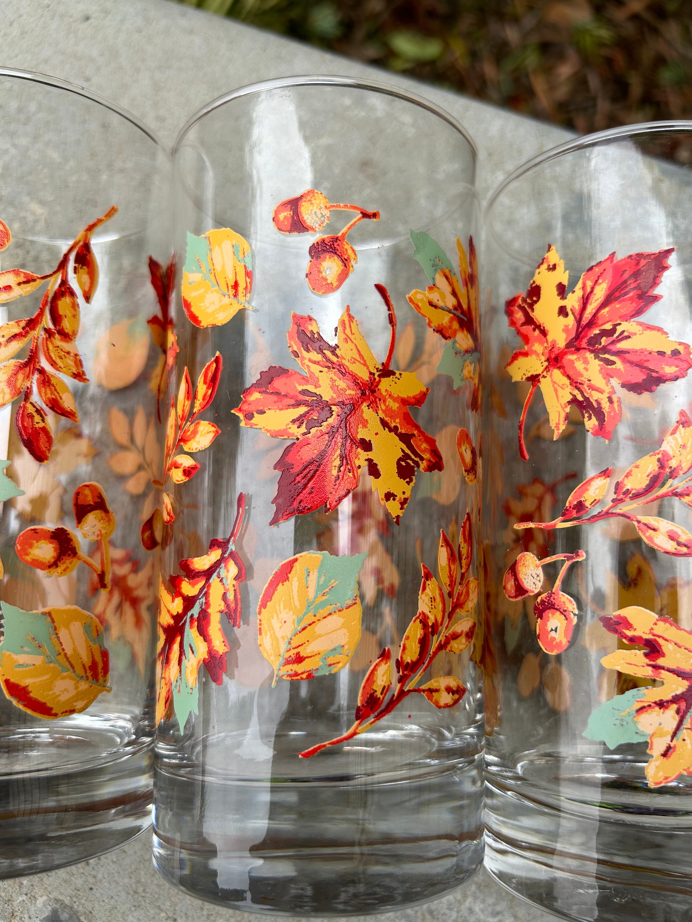 Whaline 2-Pack Fall Stemless Wine Glasses - 17oz, Watercolor Maple Leaf Design, Autumn Party Cups - View #10