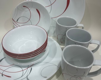 Vtg Corelle 4 Place Settings Splendor Pattern Dinnerware Dinner Plates Bread Plates Bowls Coffee Mugs Etsy