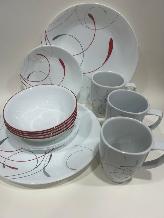 Vtg Corelle 4 Place Settings Splendor Pattern Dinnerware Dinner Plates Bread Plates Bowls Coffee Mugs Etsy