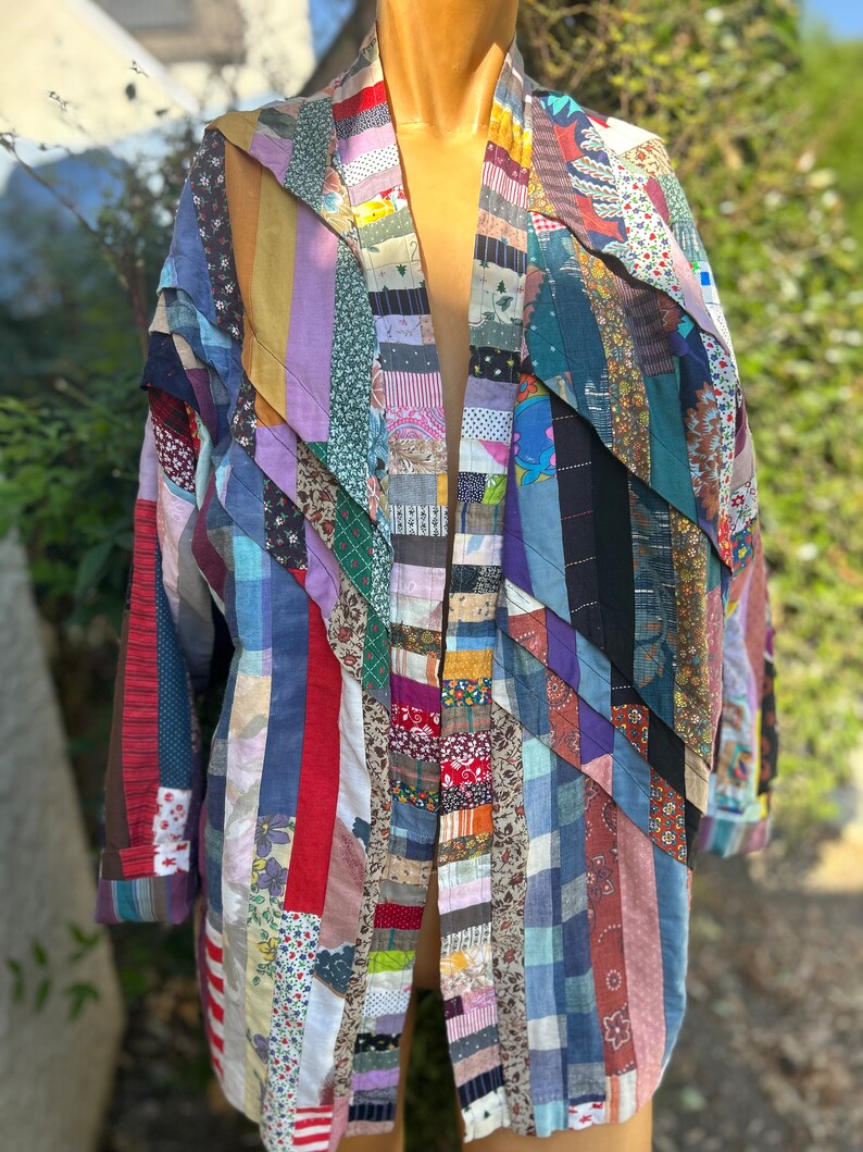 Vintage 1970s Hand Made Calicos Fabric Jacket .size Large Etsy