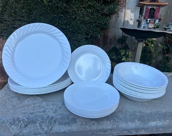 Corelle Enhancement White Swirl Pattern Dishes Priced Individually