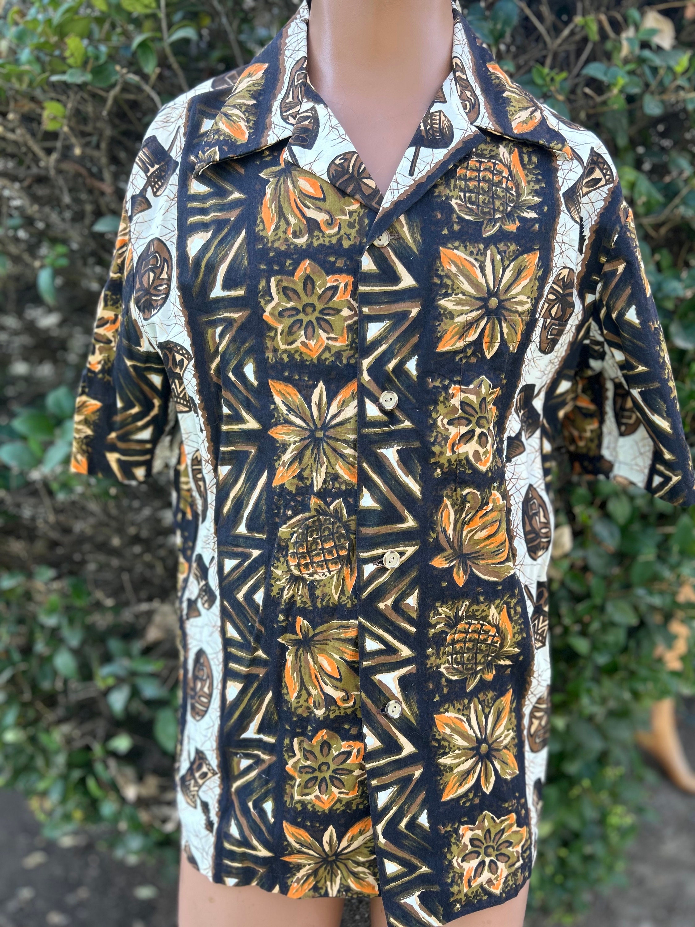 トップス 70s Ui-Maikai Primo Beer Hawaiian shirt Vintage 70s PRIMO BEER Hawaiian Shirt by Go Barefoot Cotton
