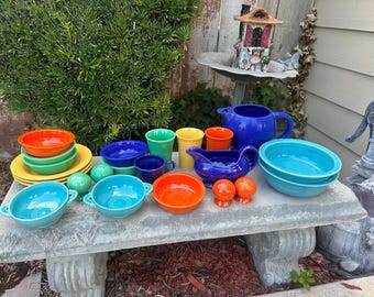 Vintage Large Collection Of Fiestaware Dishes From The 60s Not the New Fiesta Items Priced Separately