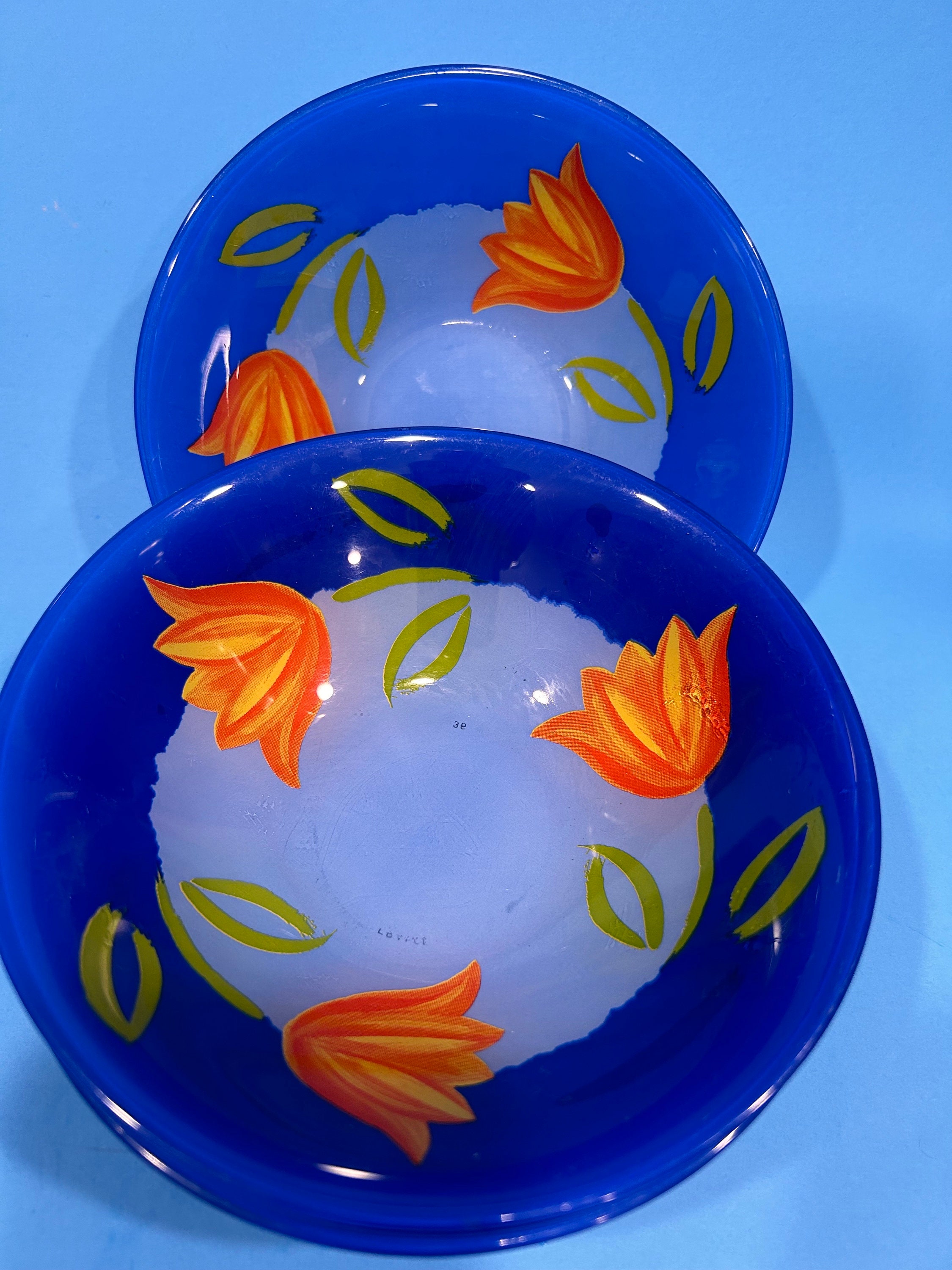 Arcoroc France Mathys Blue Tulip Fruit Cereal Bowls 6.5” Sold