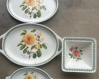 Portmeirion Botanic Roses Vegetable Bowl , Augratin Dish,& 2 Different Size Platters Sold Separately