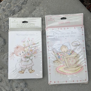 Cadeau vintage Hallmark pour bébé garçon, cartes de remerciement, faire-part pour bébé fille, plus une carte de remerciement chaleureuse, vendue individuellement