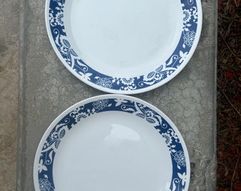 Vtg Corelle True Blue Old Town Blue Pattern Deux assiettes à dîner de 10 po.