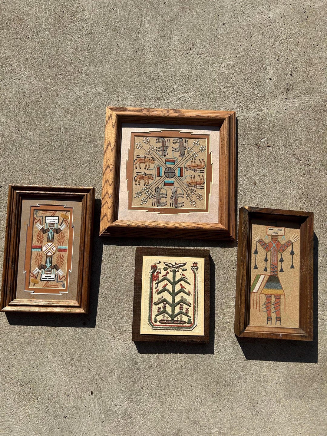 Four Authentic Vintage Indian Sand Paintings Sold Separately Etsy