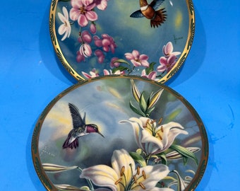 Cyndi Nelson Hummingbird Collectors Fine China Collecters Plates 1st and 2nd in Series