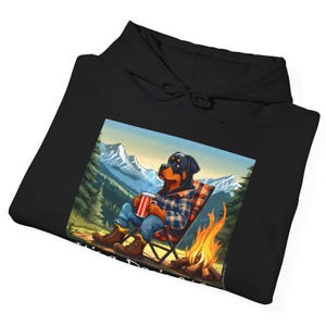 Rottweiler Dog Hoodie Camping - It&#39;s A Dog&#39;s Life Hooded Sweatshirt Funny Heartwarming Pullover Cute Dog Lover Gift Cozy Pet Owner Apparel