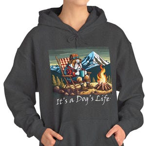 American Bulldog Camping Hoodie - It&#39;s A Dog&#39;s Life Hooded Sweatshirt Funny Heartwarming Pullover Cute Dog Lover Gift Cozy Pet Owner Apparel