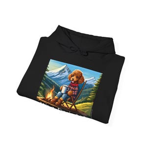 Brown Poodle Dog Hoodie Camping - It&#39;s A Dog&#39;s Life Hooded Sweatshirt Funny Heartwarming Pullover Cute Dog Lover Gift Cozy Pet Owner Apparel