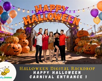 Happy Halloween | Special Halloween Backdrop | Carnival Happy Halloween Entrance Background| Instant Download