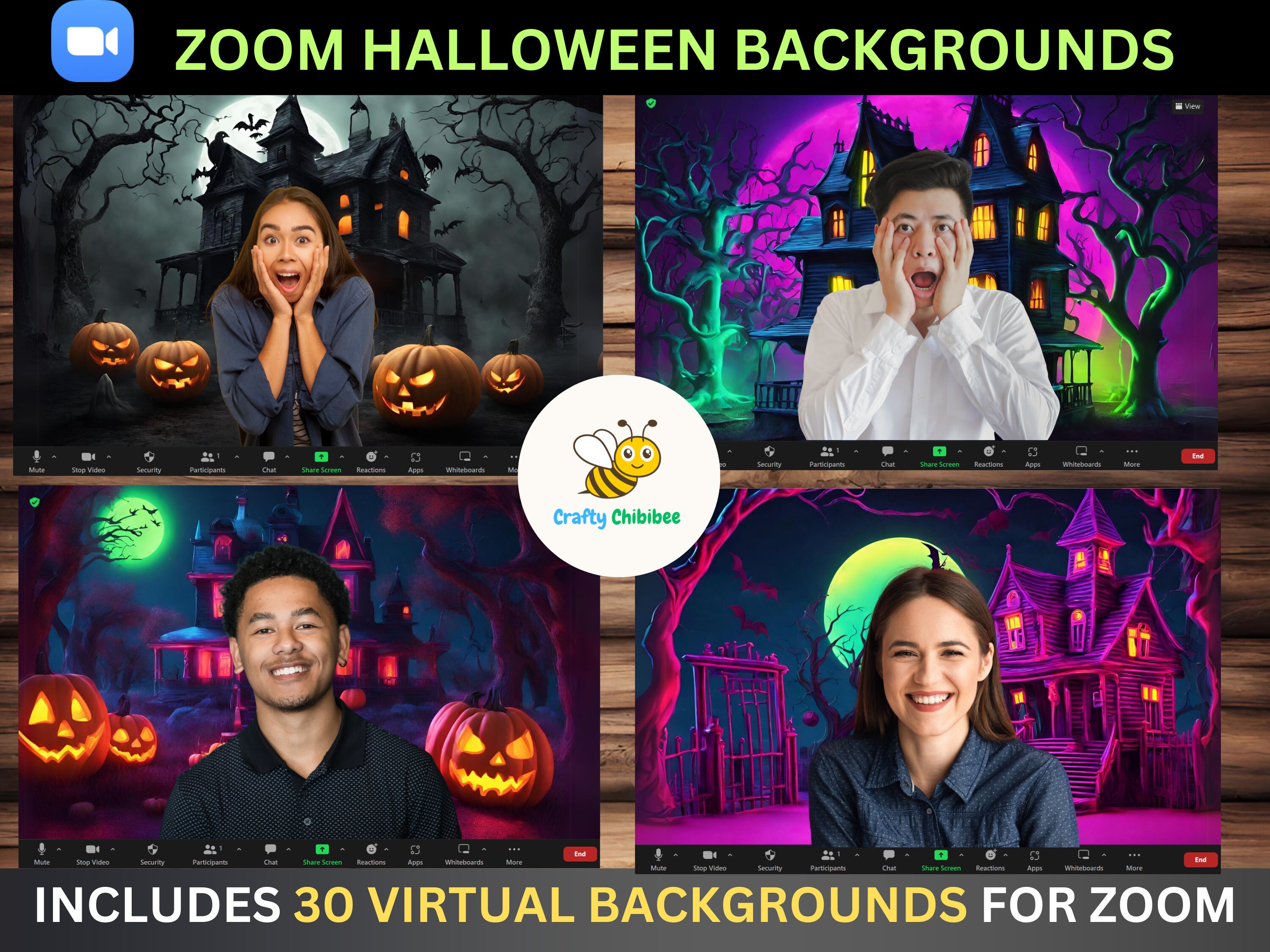 Spooky Halloween Backgrounds for Zoom. 30 Virtual Backgrounds for Zoom