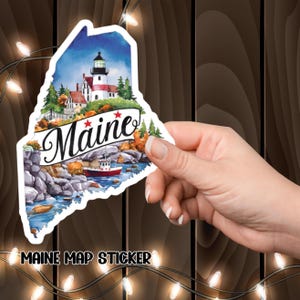 Stickers Maine Kiss-Cut, sticker État des États-Unis, sticker souvenir de voyage, sticker pour ordinateur portable, sticker fenêtre de voiture, déco scrapbooking, art du Maine