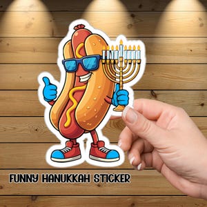 Sticker drôle de Hanoucca - Stickers Kiss-Cut, décoration de fête juive, cadeau de Hanoucca, sticker fête des lumières, étiquette humoristique Dreidel, religieux