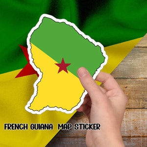 Französisch-Guayana Kartenaufkleber, Von Reisen inspirierter Aufkleber für Fernweh-Seelen, Bunte Französisch-Guayana Kartenaufkleber, Einzigartige Fernweh Geschenkidee.
