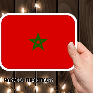 Sticker drapeau du Maroc, sticker parfait pour les ordinateurs portables, sticker drapeau du Maroc, idée cadeau pour les amateurs de voyage.