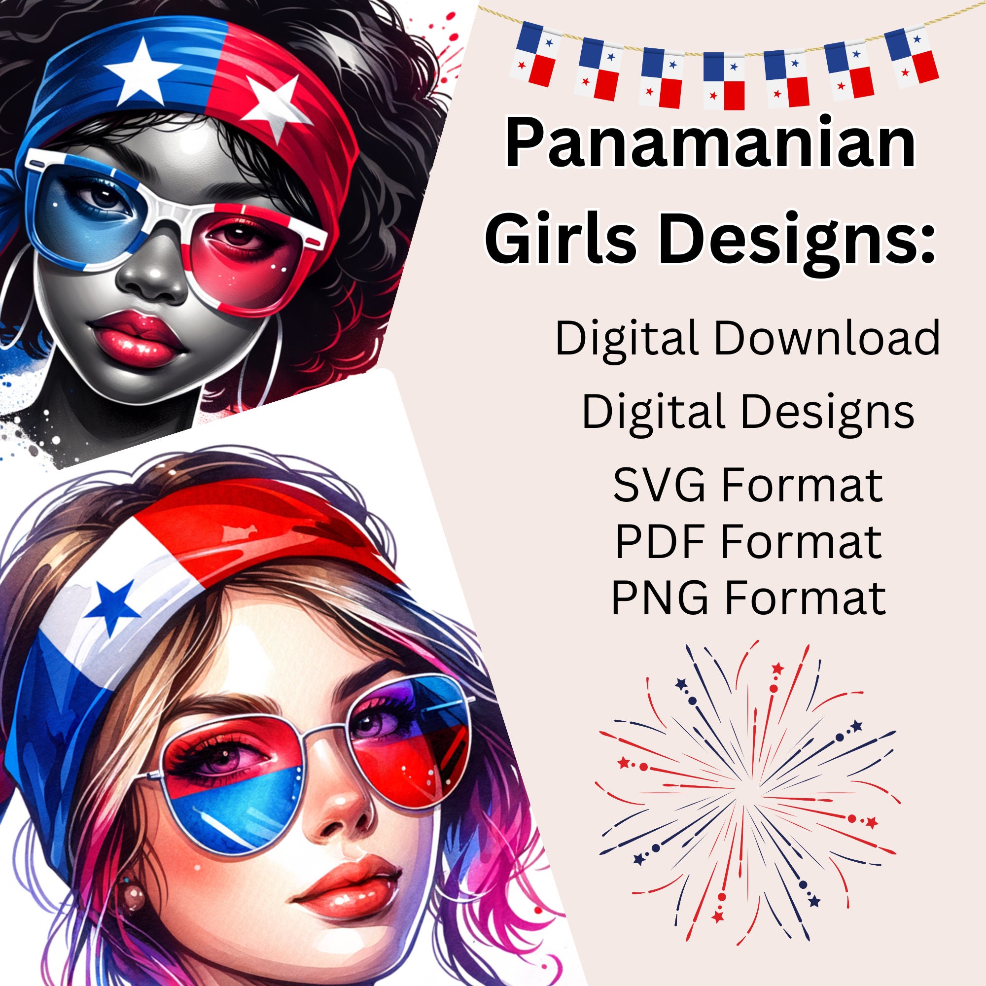 Panamanian Girls in SVG, PNG, PDF, Panamanian Pride, Digital Clipart Download, Panama Girls, Latina Clipart, Panama.