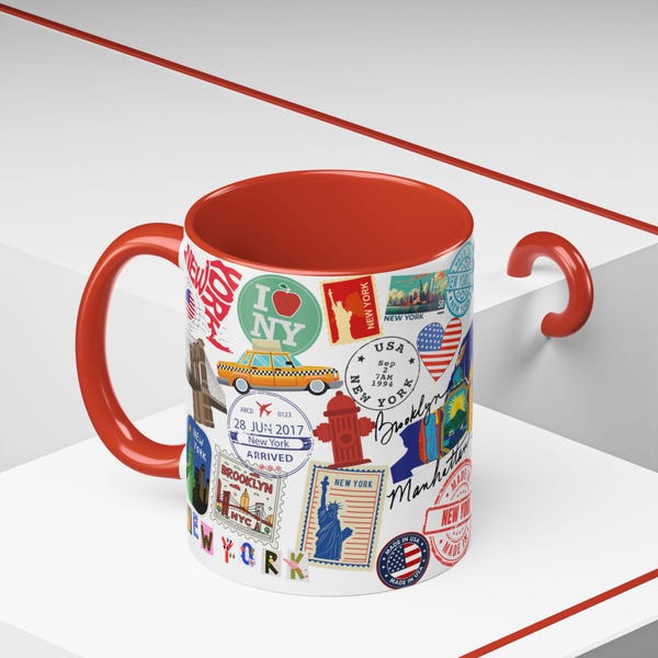 Caneca com detalhes da cidade de Nova York, caneca com design da cidade de Nova York, xícara de café urbana, caneca Big Apple, caneca para presente de viajante, caneca de souvenir de Nova York