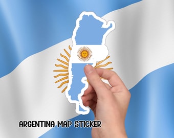 Sticker carte de l'Argentine : vinyle autocollant aux couleurs vives, souvenir du drapeau argentin
