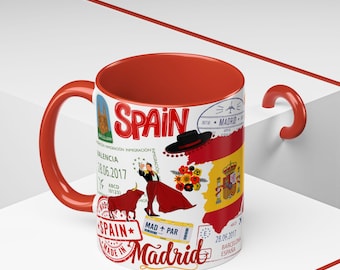 Spain Souvenir Coffee Mug: Vibrant Patriotic Souvenir, Coffee Lovers Mug, Spain Gift Cup
