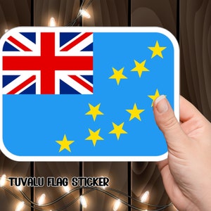 Calcomanía de la bandera de Tuvalu, calcomanía de vinilo patriótica, calcomanía de vinilo con la bandera de Tuvalu, orgullo de la isla, calcomanía de la bandera de Tuvalu.