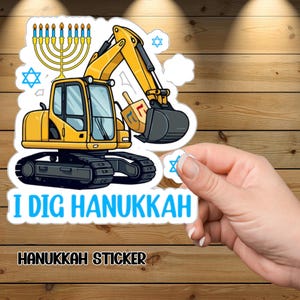 Stickers Hanukkah I Dig Kiss-Cut, étiquette de fête juive, décalcomanies Fête des lumières, cadeau juif, décoration des fêtes, décorations de Hanoucca