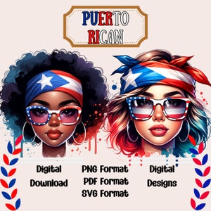Puerto Rican Girls in SVG, PNG, PDF, Boricua Pride, Digital Clipart Download, Puerto Rican Girls, Latina Clipart, Puerto Rico.