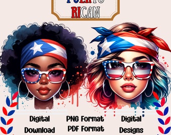Puerto Rican Girls in SVG, PNG, PDF, Boricua Pride, Digital Clipart Download, Puerto Rican Girls, Latina Clipart, Puerto Rico.