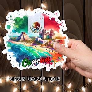 Cancun Mexico Kiss-Cut Stickers, Travel Sticker, Destination Sticker, Laptop Decal, Mexican Sticker, Wanderlust Decal, Cancun Vacation