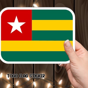 Vlag van Togo, levendige vinylsticker, patriottische vlag van Togo vinyl sticker, glanzende afwerking, sticker nationale vlag Togo.