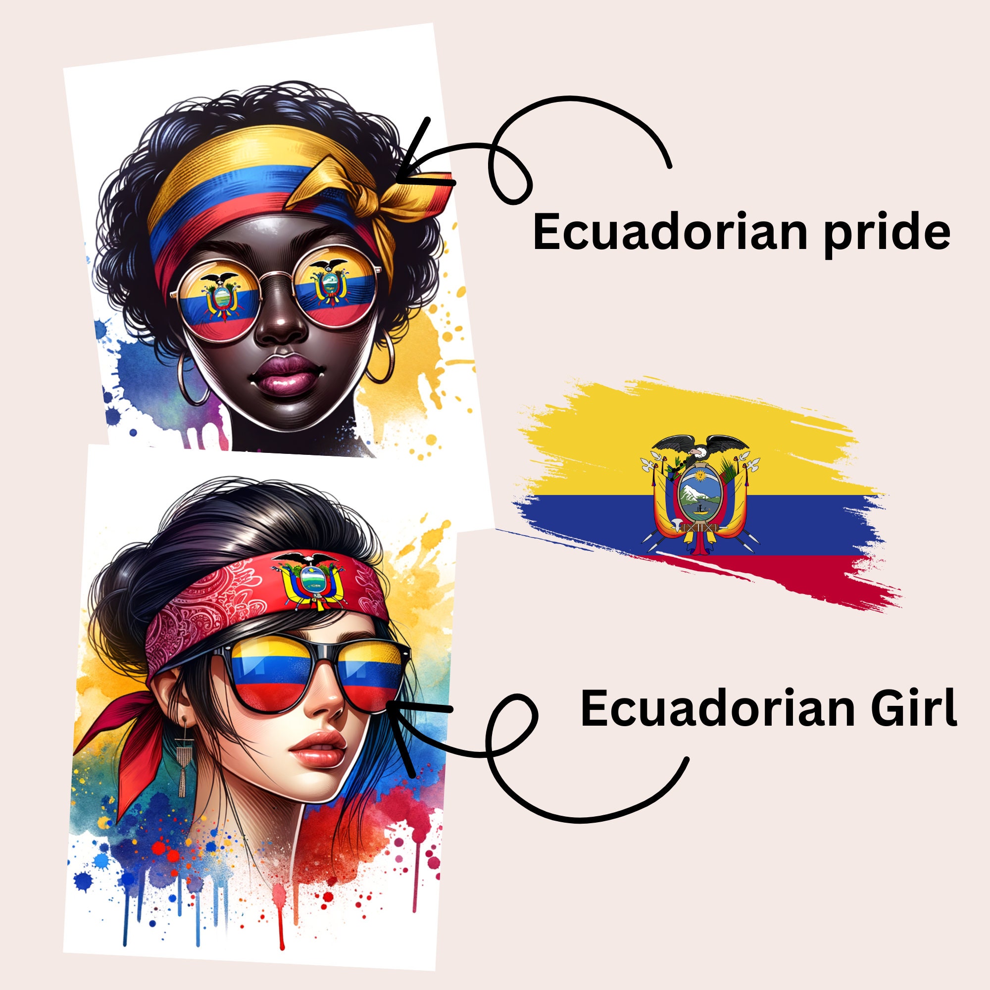 Ecuadorian Girls in SVG, PNG, PDF, Ecuadorian Pride, Digital Clipart
