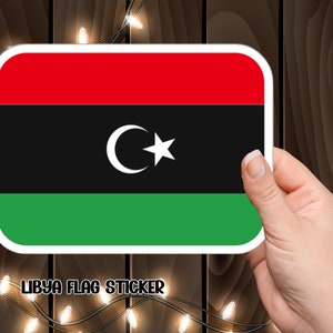 Vinyl-Aufkleber für die Libyen-Flagge, exklusiver libyscher Flaggenaufkleber, benutzerdefinierter libyscher Flaggenaufkleber.