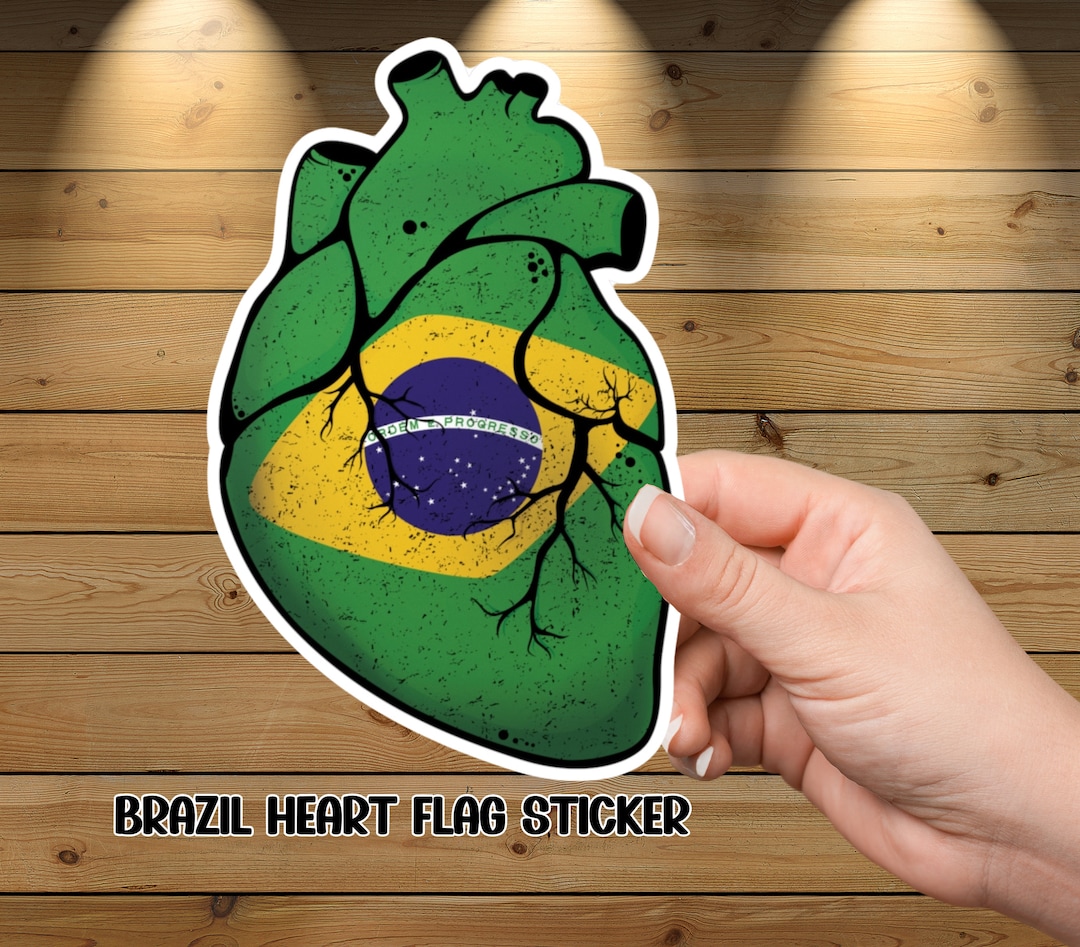 Sticker B Rasil Vinyl Decal Sticker, Brazil Heart Flag, Laptop Decal, Car Decal, Window ...