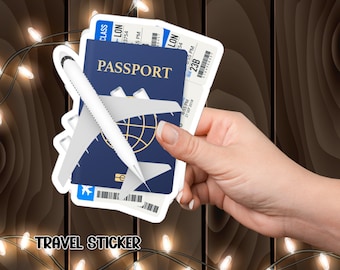 Pegatina para pasaporte y billete de avión: Calcomanía de aventura de viaje